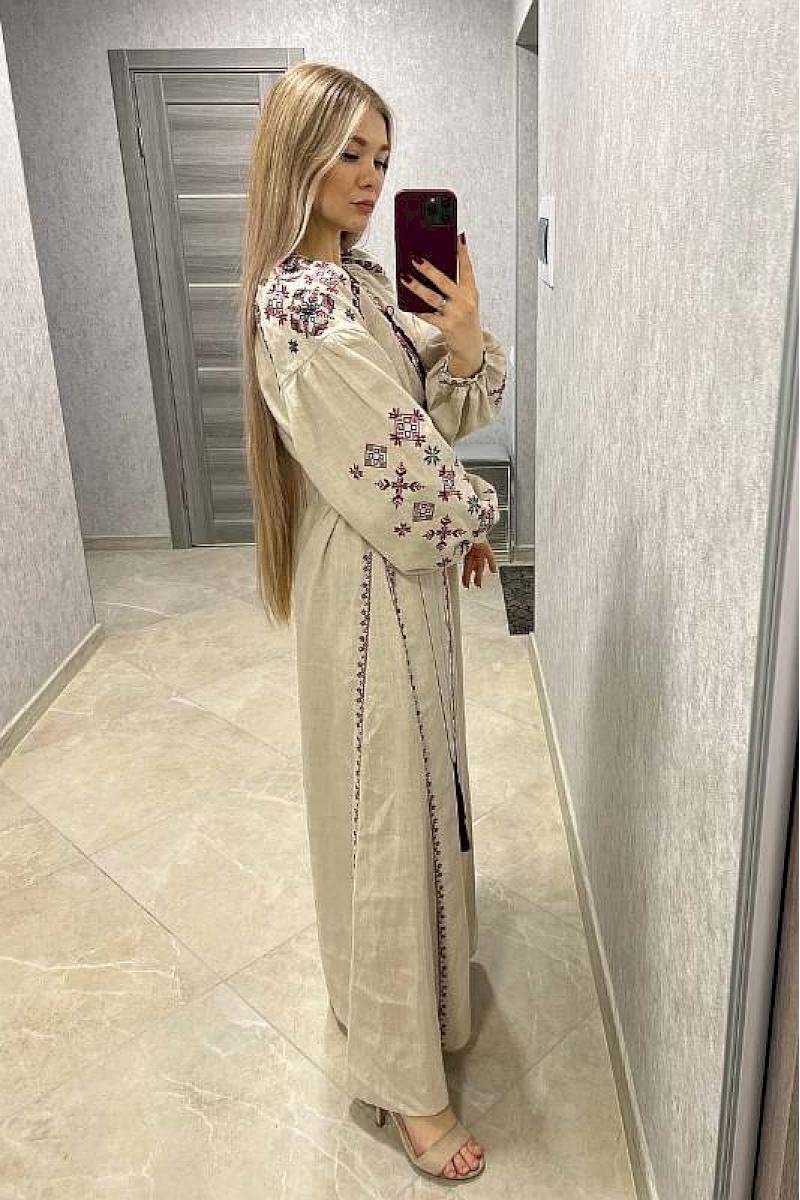 Grey embroidered dress Flower of fern
